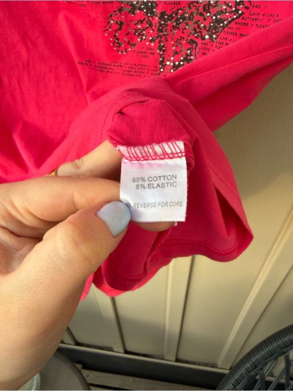 Moschino Jeans Y2K Italy Hot Pink Butterfly Sequin Tee - Picture 6 of 6